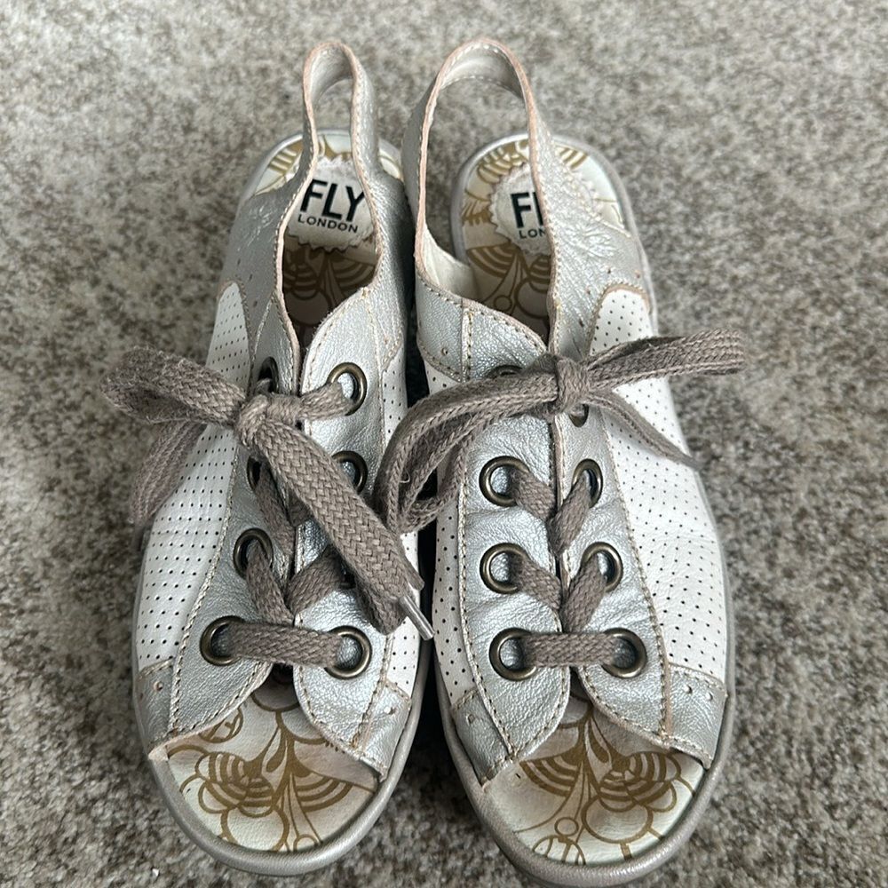 Fly London Yuta Peep Toe Slingback Sandals 39=8-8.5